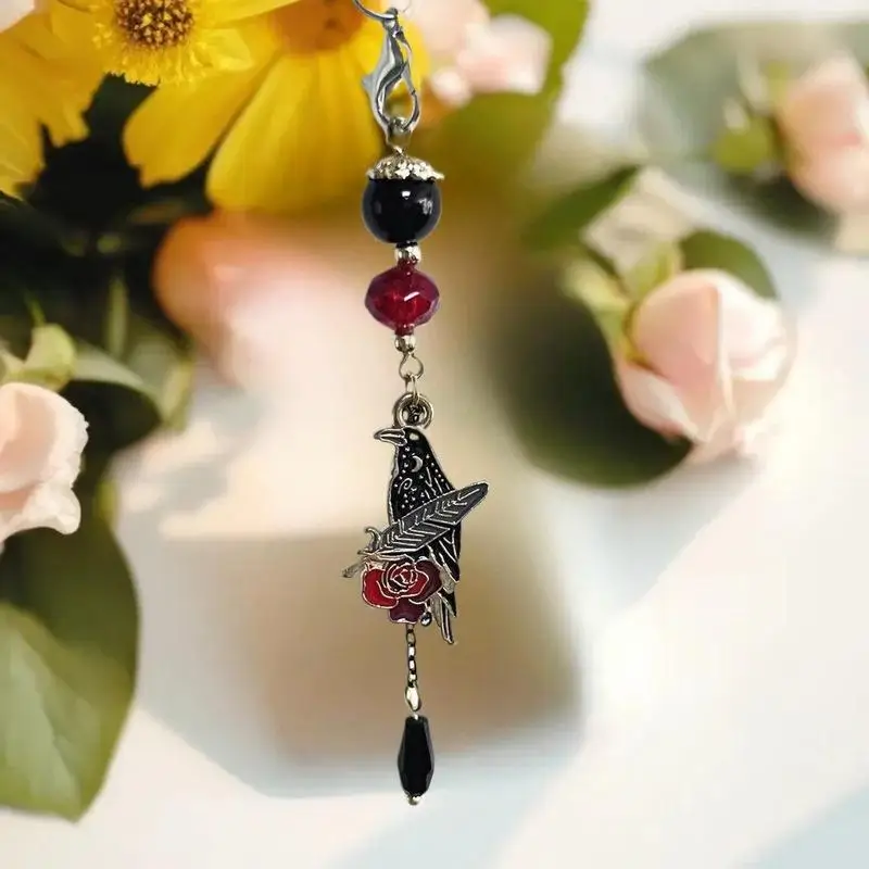 

Gaming Love and Deepspace Cosplay Phone Chain; Crow Rose Pendant for Keyring and Bags; Halloween Themed Accessories