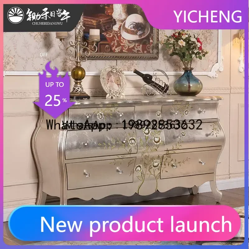 

LYY European Style Entrance Cabinet French Retro Living Room Art Hallway behind Sideboard Cabinet