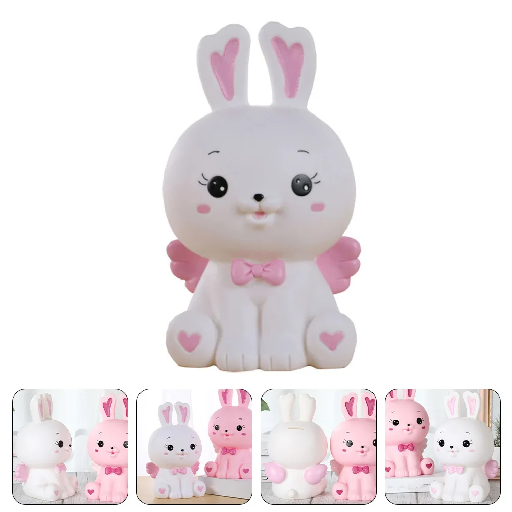 Tirelire en forme de lapin, Adorable tirelire pour enfants, Pot d'épargne de bureau, porte-monnaie créatif, conteneur de pièces de monnaie de dessin animé