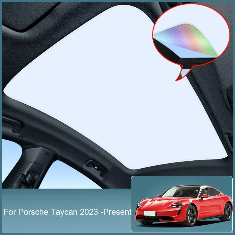 For Porshe Taycan 2023-2025 Car Colorful Ice Crystal Sunroof Sunshade Skylight Roof Heat Insulation Shading Auto Accessories