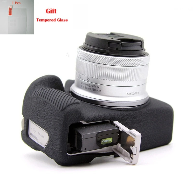 

For Canon EOS R50 Mirrorless Camera Soft Silicone Anti-Collision Photography Protective Cover Bag With Free Tempered Film,