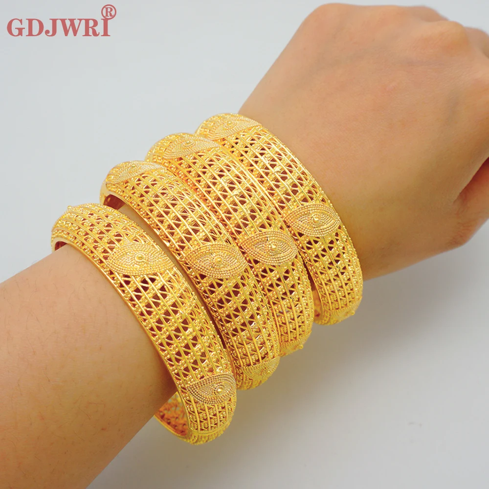 Luxury Dubai Gold Color Bangles For Women Indian African Bracelets Charm Wedding Ethiopian Hawaiian Arabic Hand Jewelry Gift