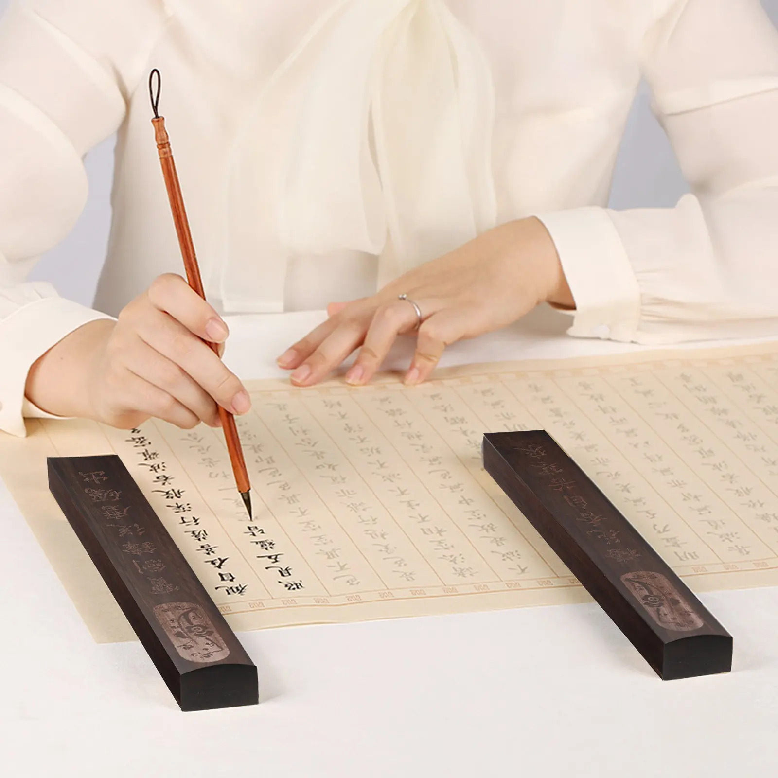 2pcs-ebony-wood-paperweights-exquisite-calligraphy-holders-heavy-solid-decorative-art-accessories-for-study-office-desktop