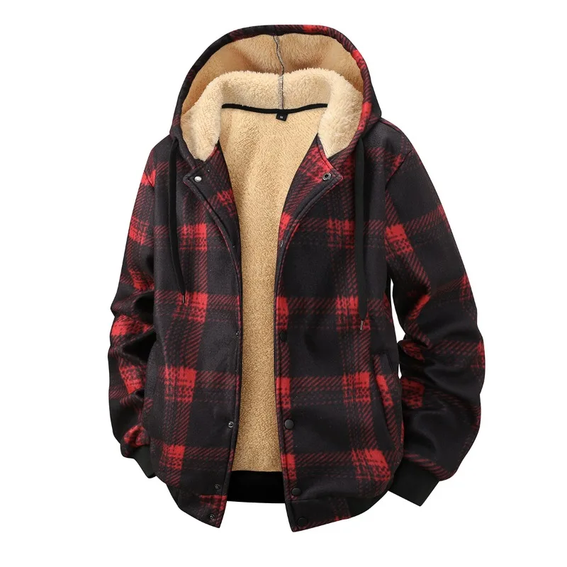 

Winter Men New Fashion Trend Thickened Warm Lamb Wool Jacket for Mens Casual Loose Sports Plus Size High-end Hooded Jacket M-2XL