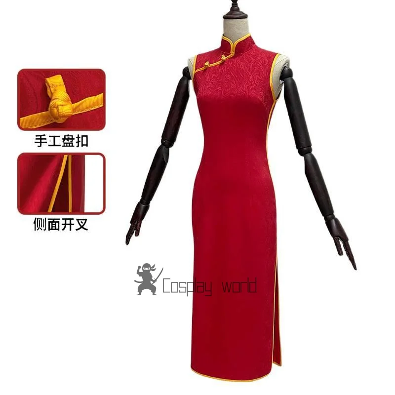 

Anime Gintama Cosplay Costume Kagura Leader Chinese Style Joyful Red Cheongsam Uniform Hallween Christmas Party Suit