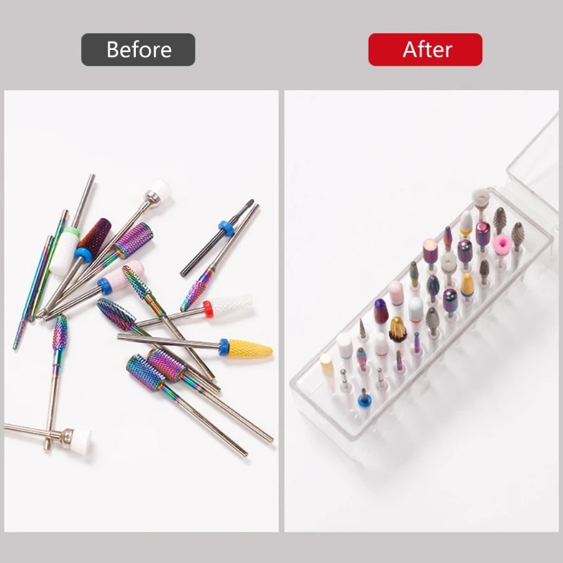 Y1UF 30/48 Holes  Drill Bits Storage Box Special-Purpose Nails Grinding Head Holder Stand Display Box Manicure Storage image 4
