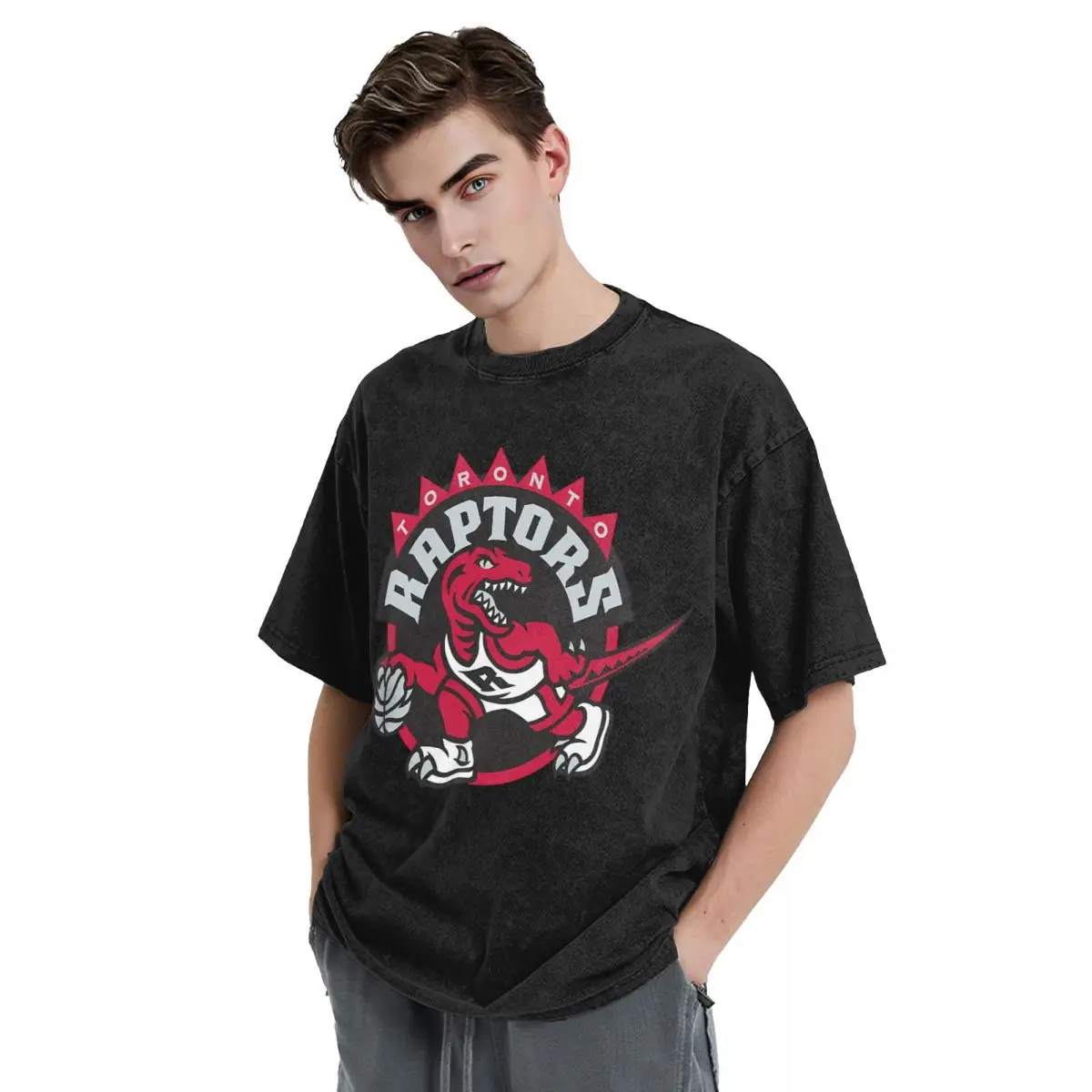 مضحك الكلاسيكية شعار رابتورز من تورونتو خمر غسل تي شيرت رجالي عملية اللوحة الساخنة أنيمي مانغا #4