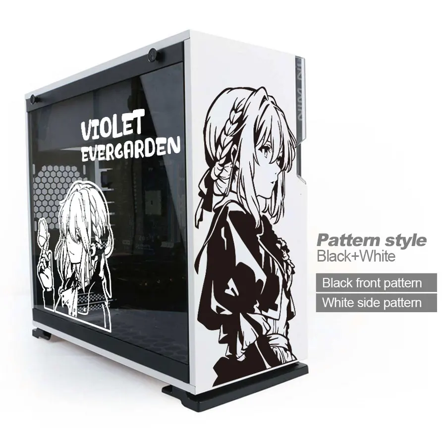 Violet Evergarden Anime Stickers for PC Case,Japanese Cartoon Decor Decals for ATX Computer Chassis Skin,Easy Removable view 4