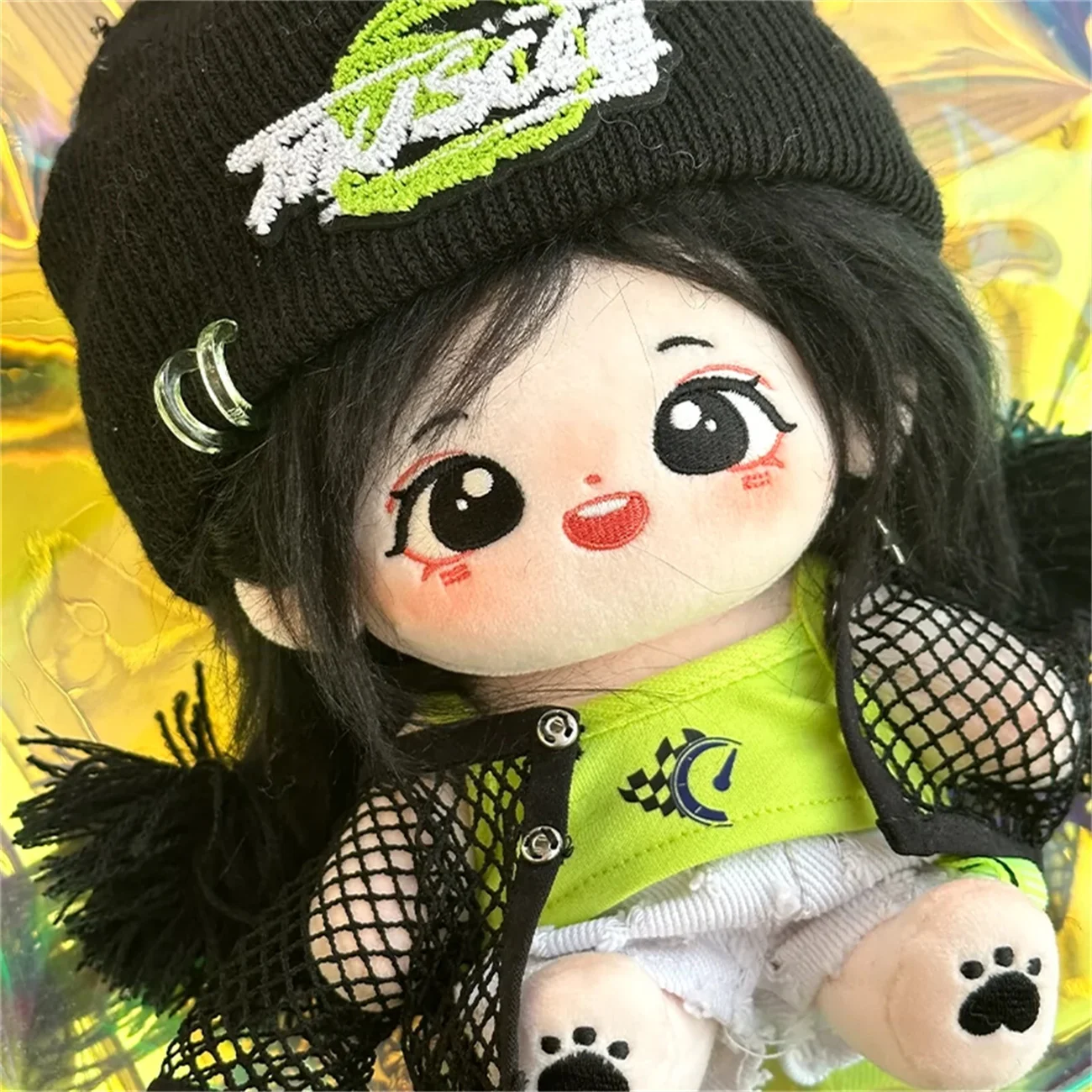 

Kpop Star Idol Street Shoot Hip-hop Cool Guy Boy Green Fashion Costume Stuffed Plushie 20cm Doll Clothes Clothing MN