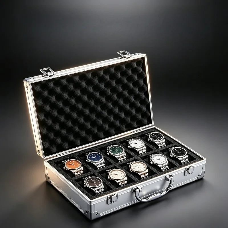 10/18 Slot Handheld Watch Box Aluminum Alloy Watches Storage Case Men's Portable WristWatch Container Watches Organizer Boxes