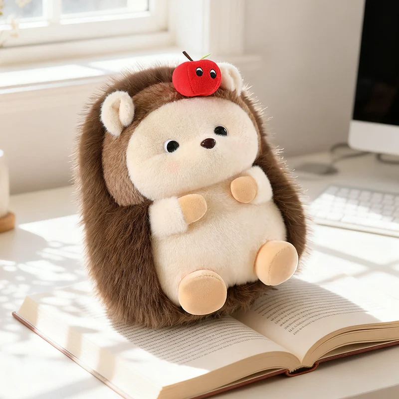 

30cm Cute Chubby Hedgehog Plush Toy Apple Decor Round Fat Hedgehog Hug Pillow Soft Stuffed Animal Cushion for Home Decor