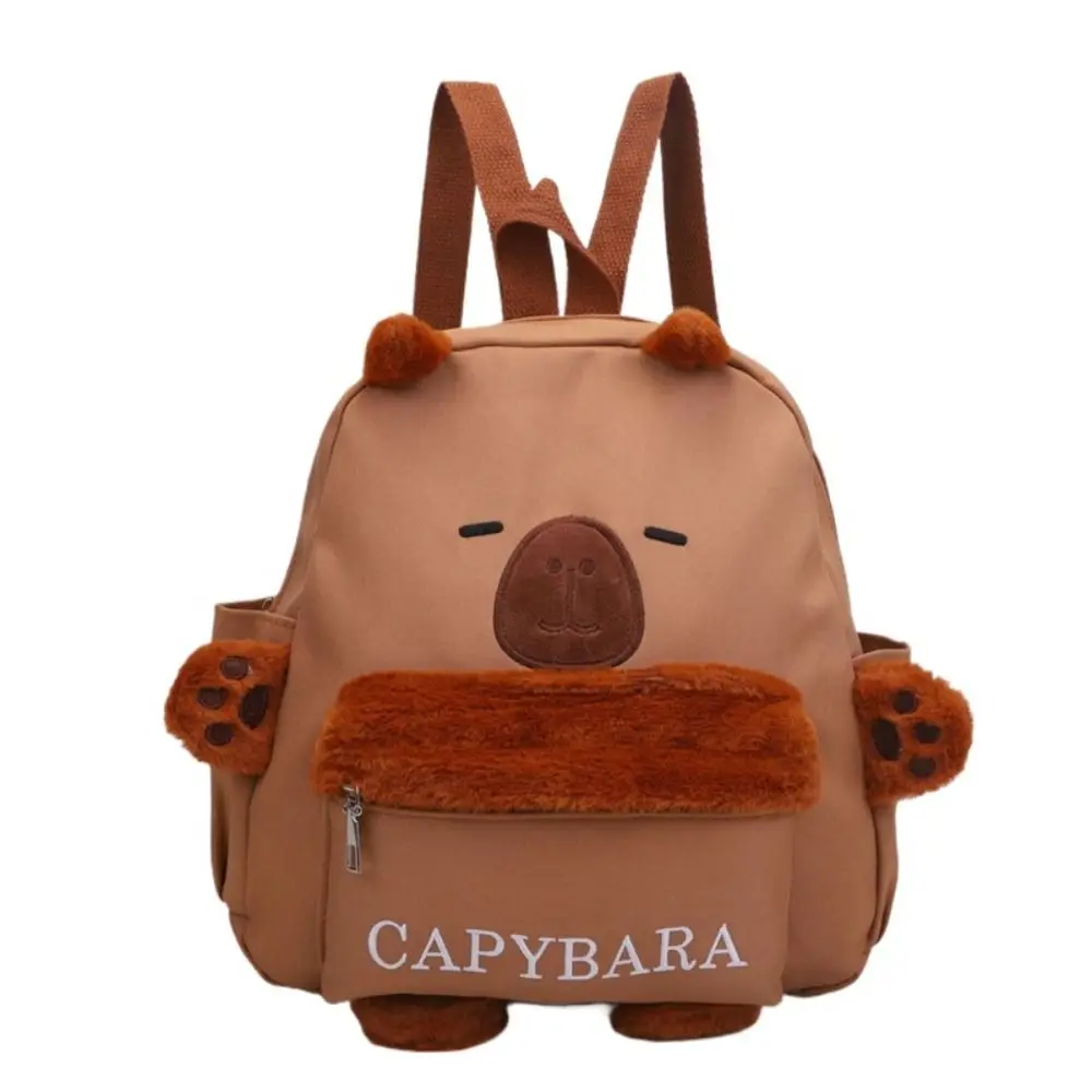 Saco de pelúcia de cobaia capivara mochila de pelúcia grande capacidade moda dos desenhos animados ombros saco de algodão bonito capivara saco de pelúcia