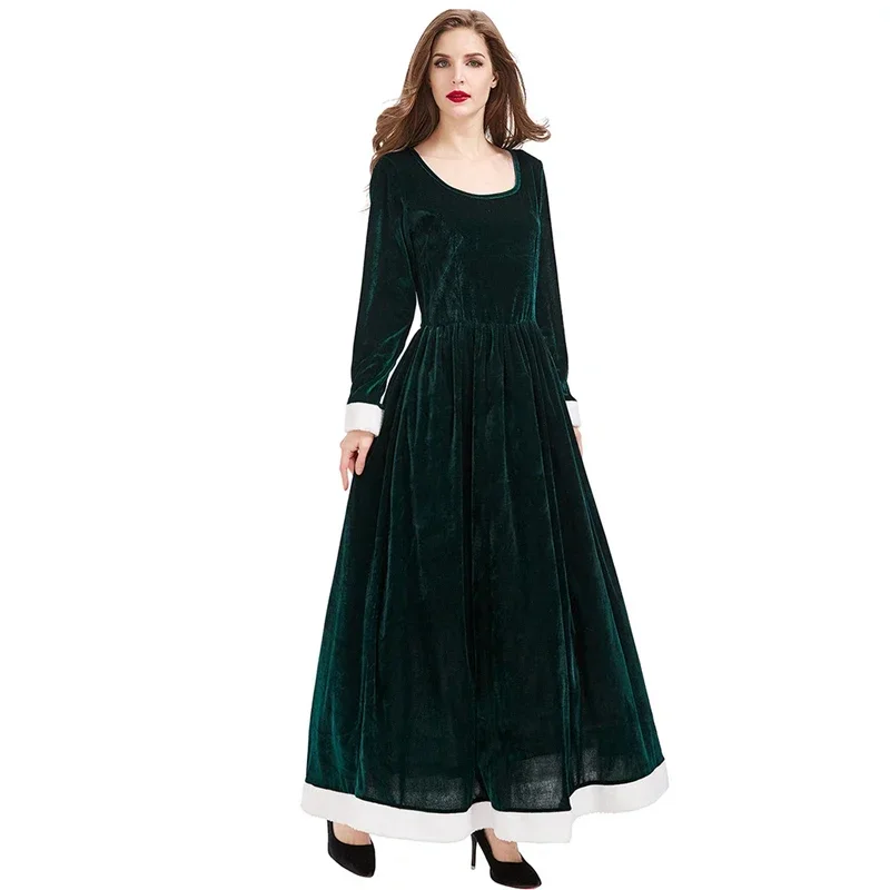 Weihnachtskostüm für Damen, Winter-Samt-Robe in Rot, Frau Claus Santa Cosplay-Kostüm, Weihnachtsfeier-Kostüm, Festliche Kleider – Detail 7