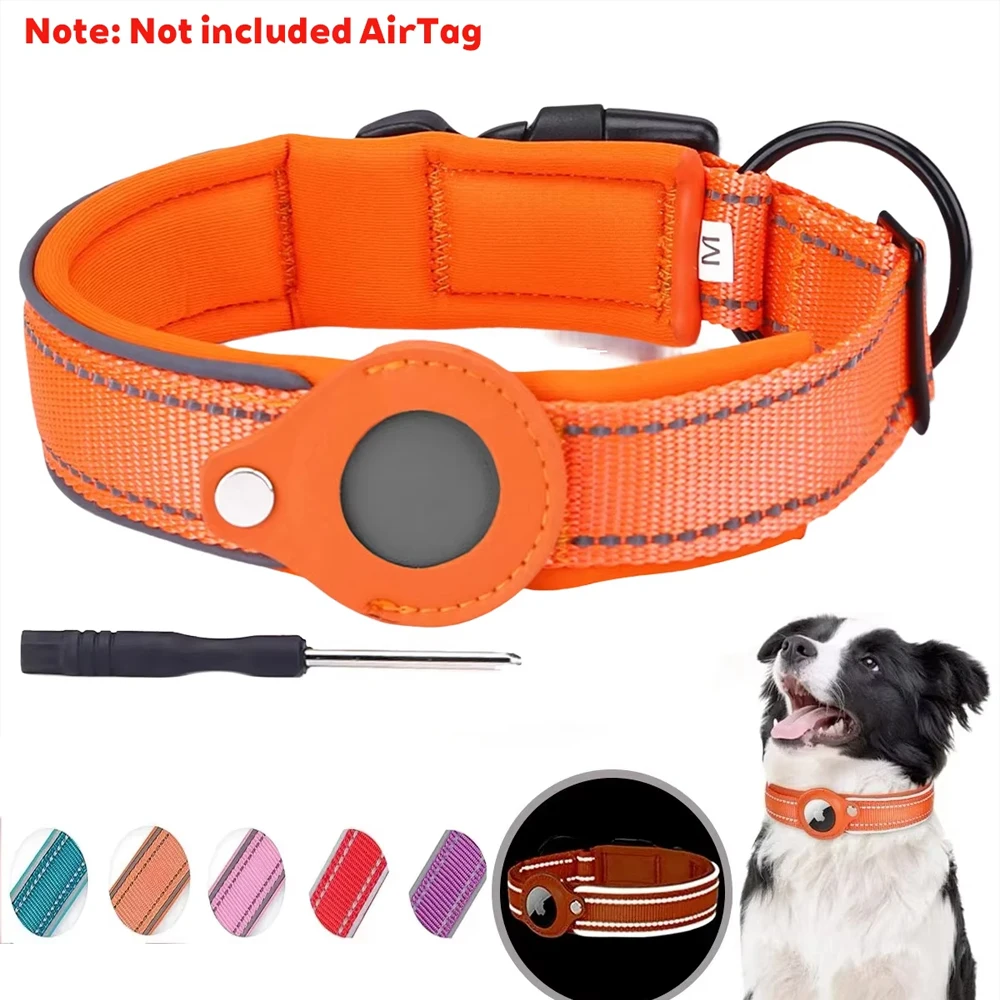 Für Airtag Haustier-Hundehalsband, reflektierend, Anti-Verlust, reflektierender Schutz-Tracker, wasserdicht, für Haustier, Hund, Katze, Hunde-Positionierungshalsband