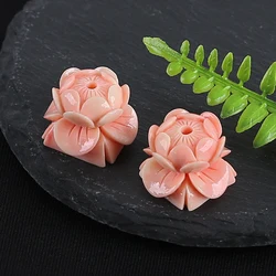 Handmade Jewelry Earring Bead,Pink Conch Shell Carved Flowers Eaeeings Accessories For Women 22x22x15mm 9g