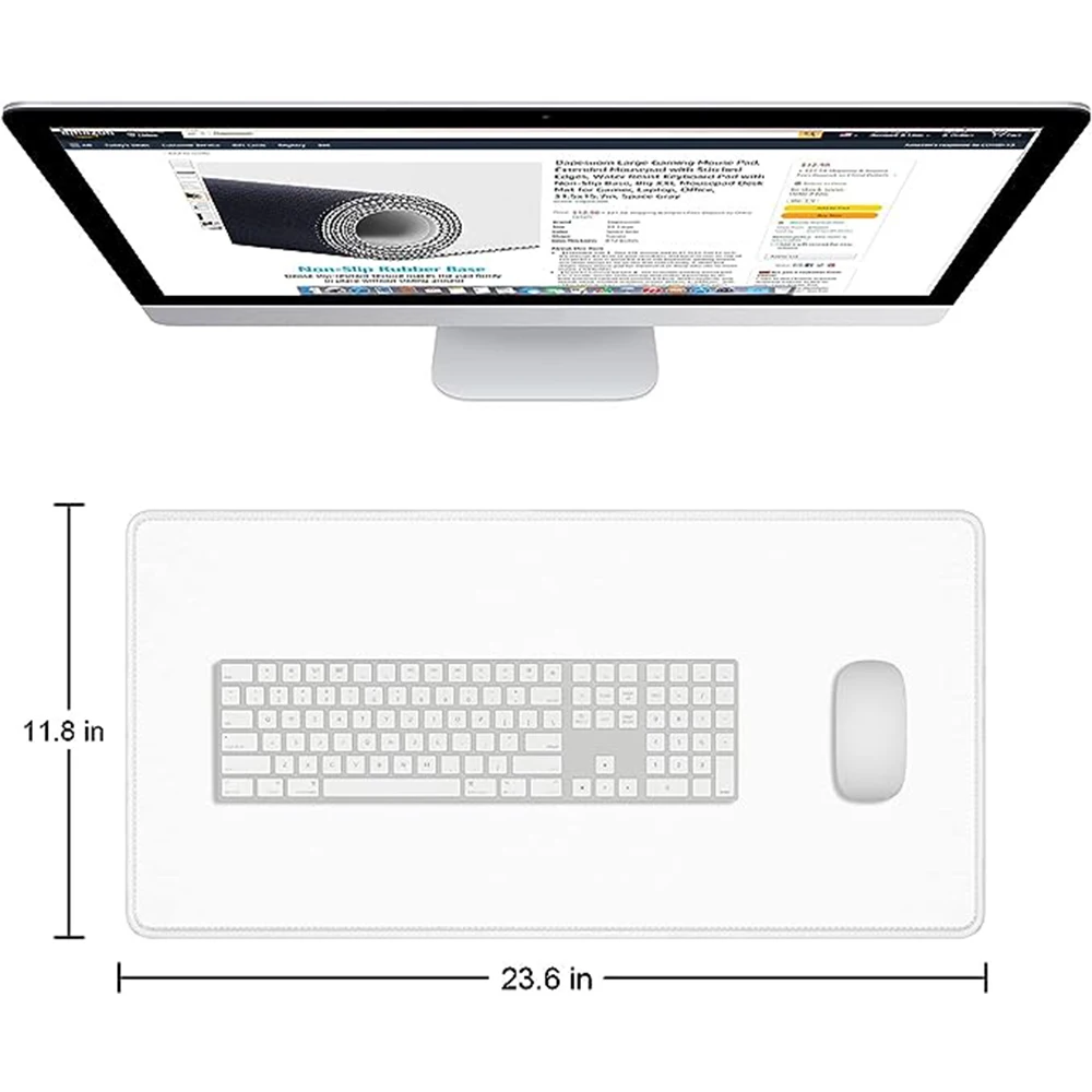 Large Mouse Pad Lvory White Extended Gaming Pad with Stitched Edges Desk Pads Non-Slip Base Computer Keyboard Big Mat for Laptop