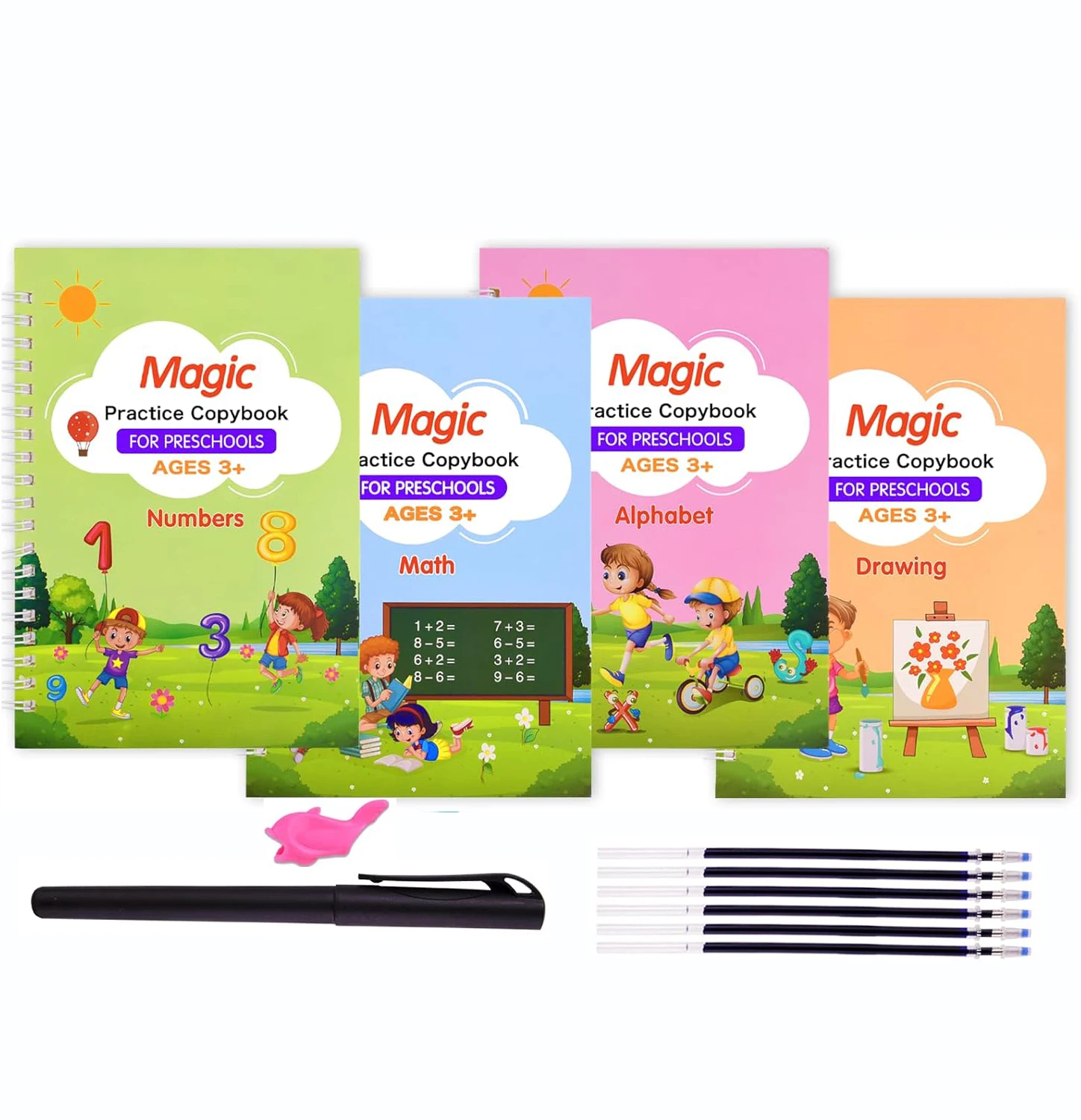 Spanish Magic Book Learn Writing Math Practice 3D Copybook Workbook Reusable Children's Writing Student Textbook