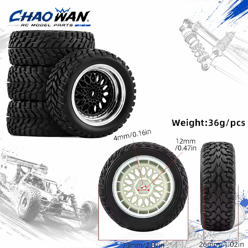 4pcs 1/10 RC On Road Wheel And Tires 12mm Hex Hub Fit For Tamiya TT01 TT02 Kyosho Sakura D3 Traxxas 4Tec 2.0 RC Racing Drift Car
