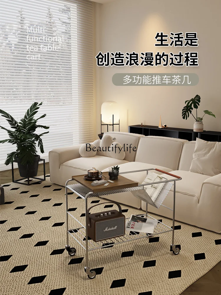 Подвижная современная простая тележка, подержанная гостиная из нержавеющей стали, высококачественный легкий роскошный угловой столик