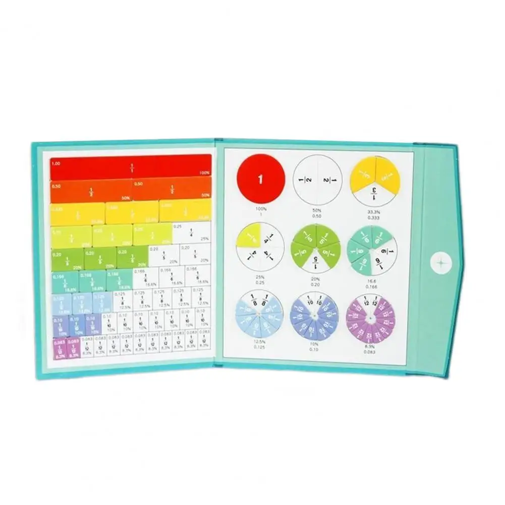 Azulejos de fracción magnética para niños, juego de aprendizaje de fracción, conjunto educativo de manipuladores de matemáticas con magnético para primaria