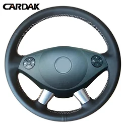 CARDAK Black Smooth Leather Steering Wheel Cover for Mercedes Benz Viano w639