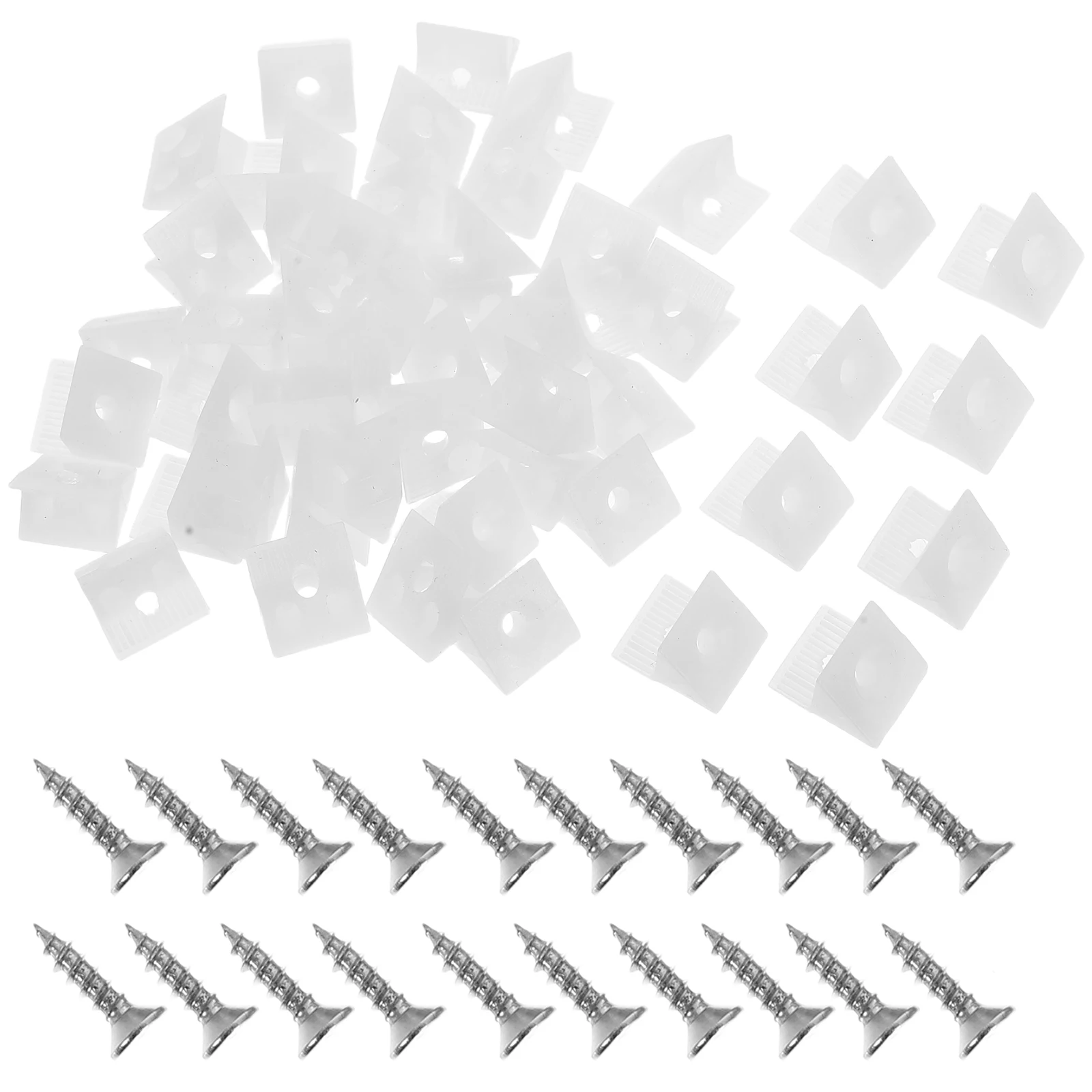 

50pcs Plastic Angle Brackets Selftapping Screws Hardware Fasteners Wardrobe Cabinet Shelf Support Easy Installation