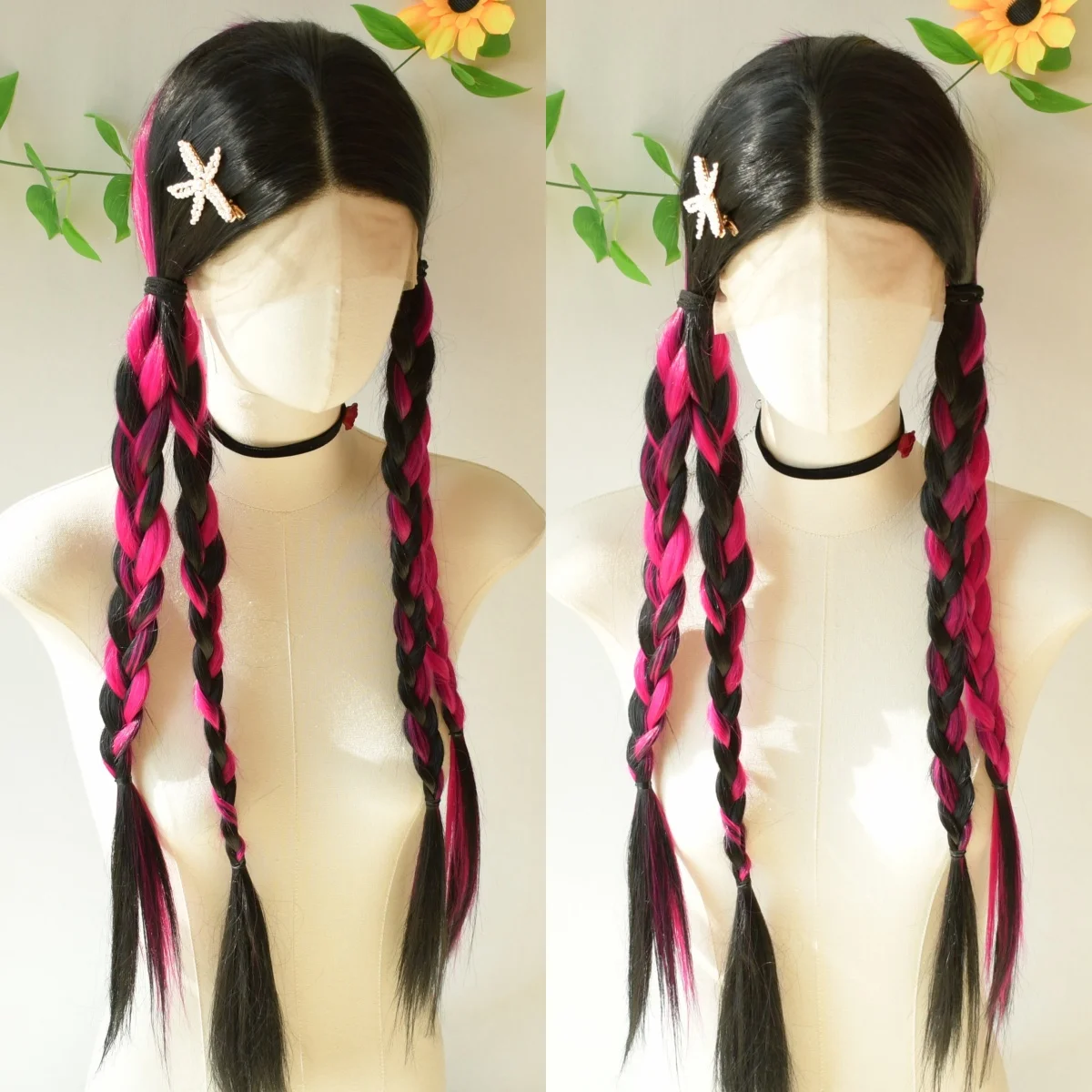 شعر مستعار أسود ووردي على شكل عظمة مستقيمة من الدانتيل شعر مستعار أمامي يسلط الضوء على الوردي 13X4 HD قبل قطعها بدون صمغ الاصطناعية اليومية تأثيري للبيع