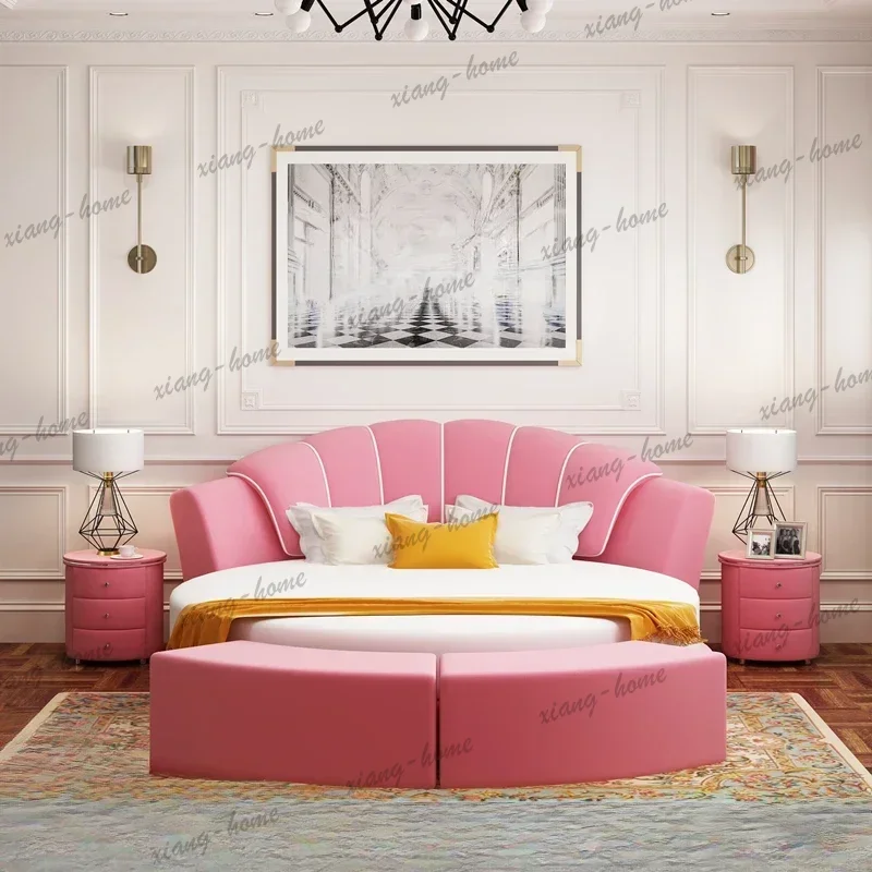 FG Kids European Double Bed Queen Royal Wood Headboard Frame Double Bed Girl Sleeping Cama Matrimonio Furniture For Bedroom