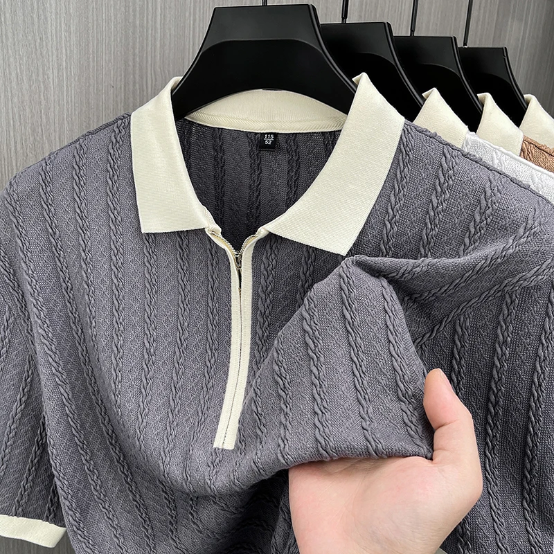 Summer Men's Short Sleeve T-Shirt New Business Casual Trendy Versatile Middle-A…