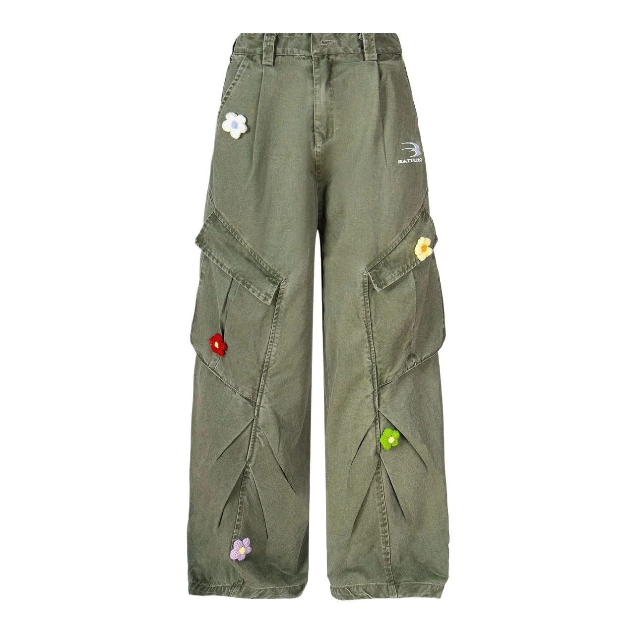 레트로 아메리칸 꽃잎 자수 크리에이티브 레터 웨이드 워크웨어 청바지 루즈 와이드 레그 남성 캐주얼 스트레이트 컷 코튼 데님