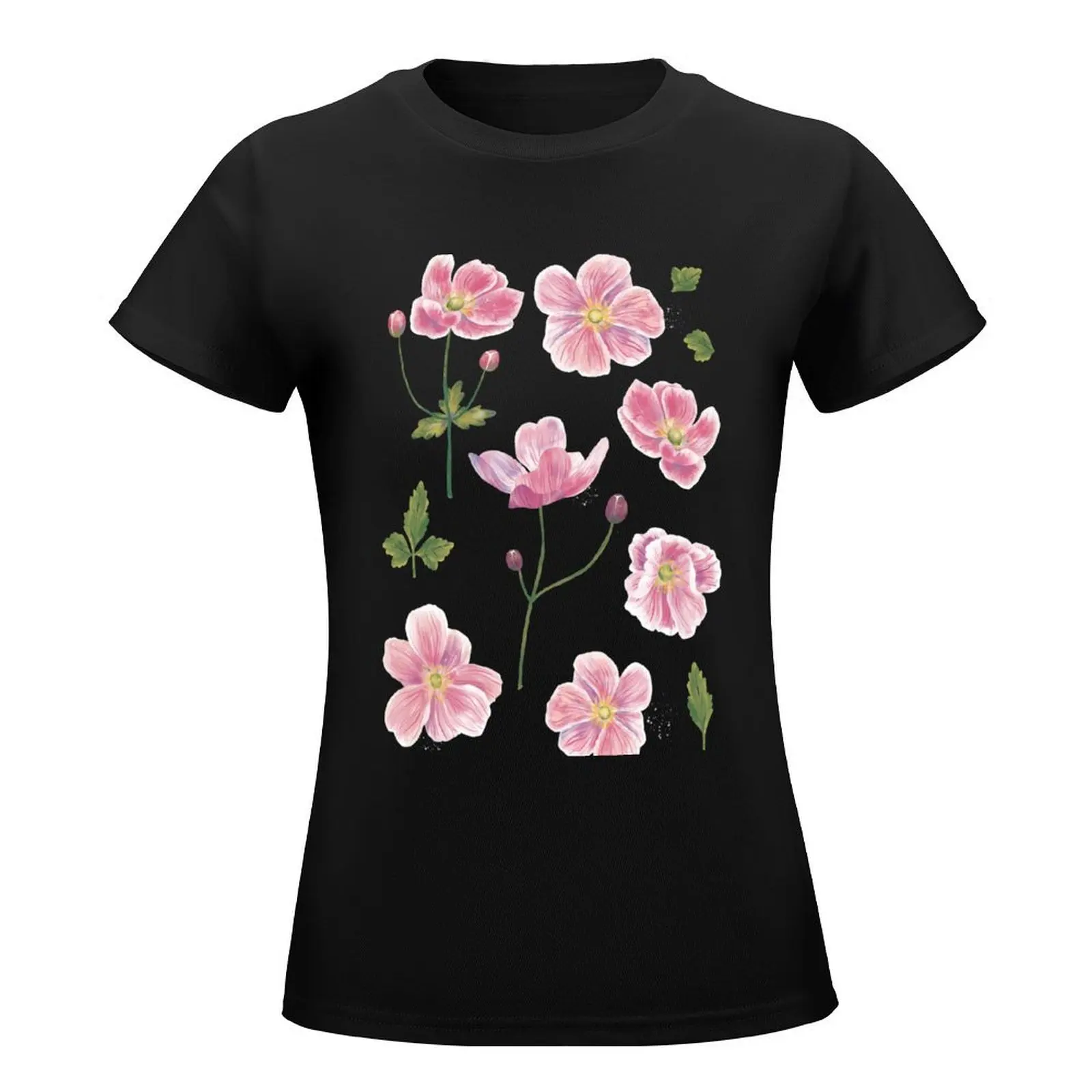 Japanese Anemone Flowers T-Shirt cute clothes summer top plus size tops cute tops Women's tee shirt