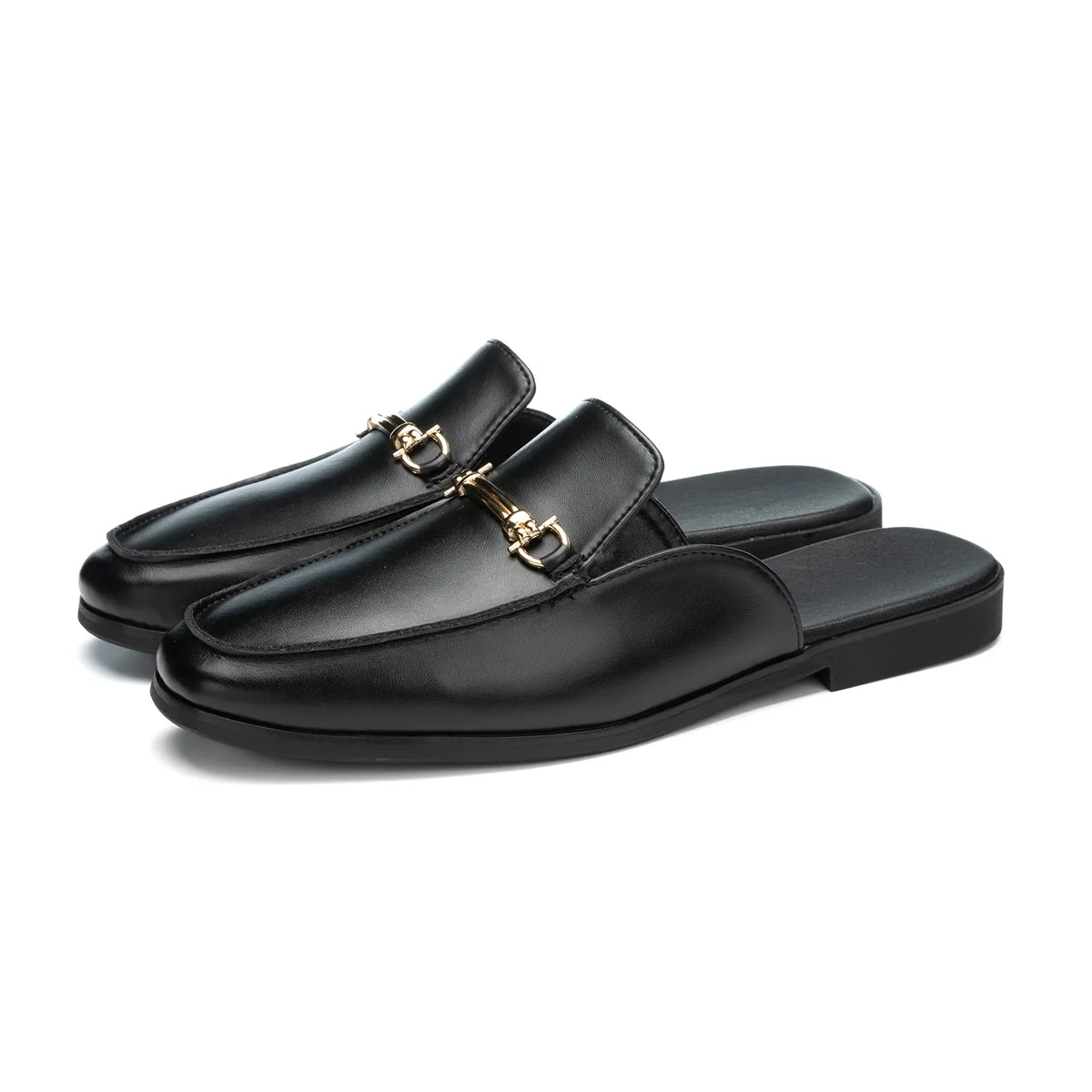 

Fashion Men's Slip-on Half Slippers New High Quality Leather Men Shoes Classic Mules Non-slip Half Shoes Summer Casual Moccasins