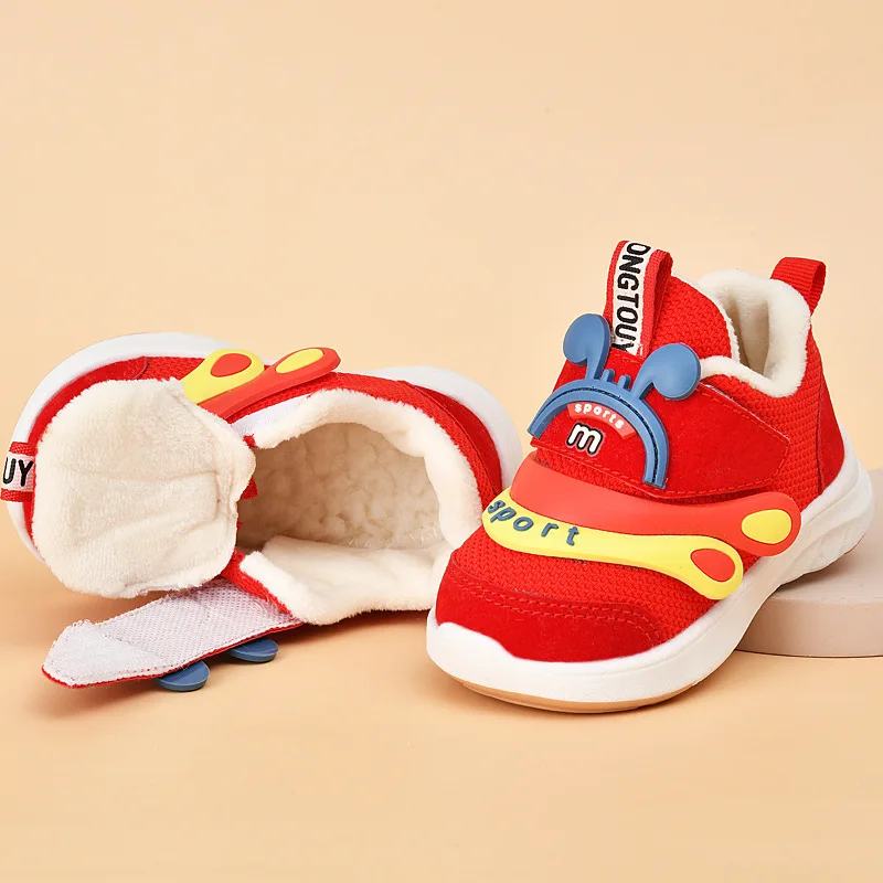 Scarpe da bambino autunno inverno con peluche moda neonati maschi e femmine Sneakers per bambini con suola morbida antiscivolo resistente all'usura Size15-25