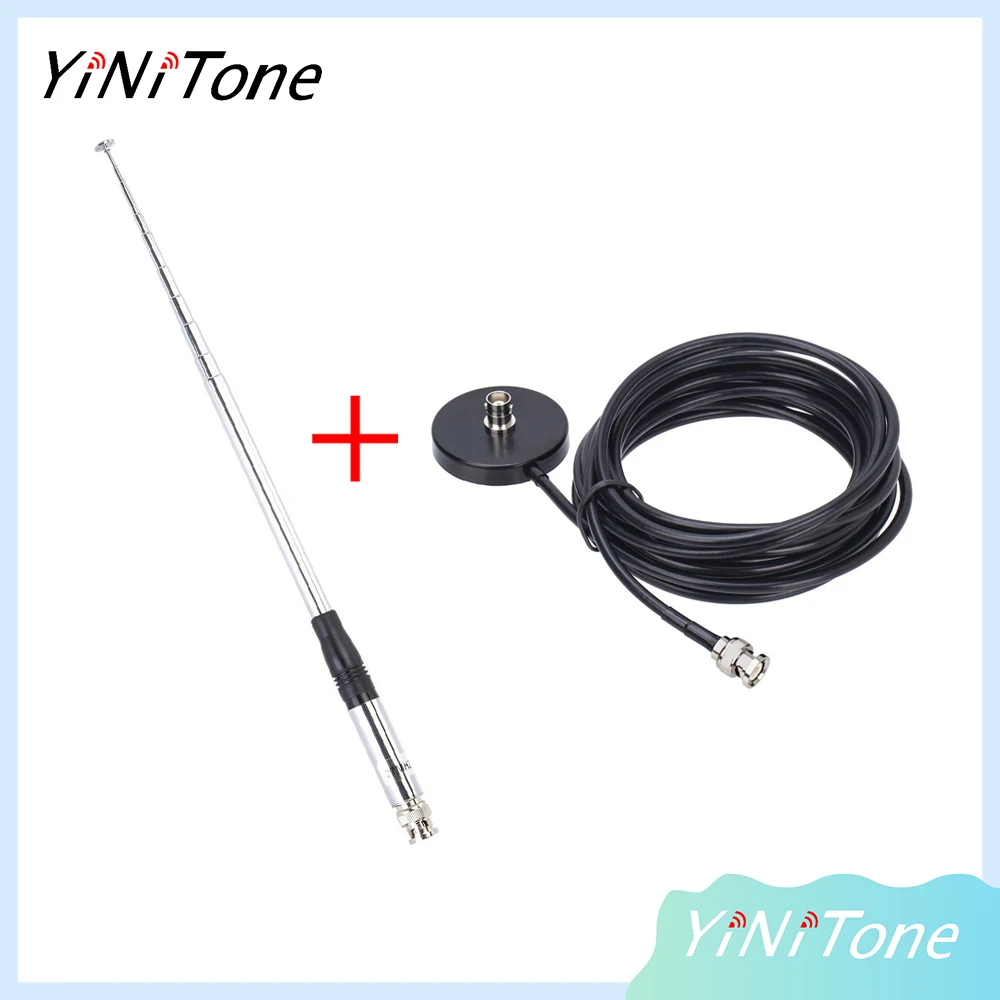 

27MHz BNC Male Connector 9-51Inch Telescopic/Rod Antenna with 5M Coaxial Cable Magnetische Dak Mount Base For kenwood ICOM CB Ra