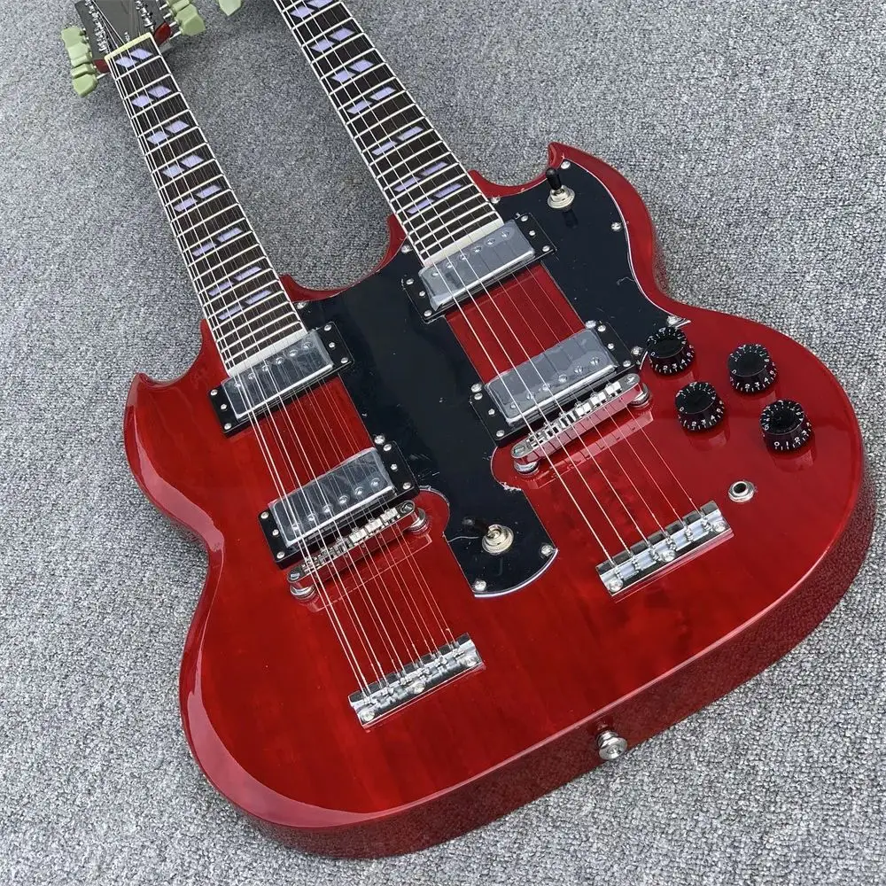 Double SG Style Double neck 12-string double string + 6-string lead  guitar red  available by order