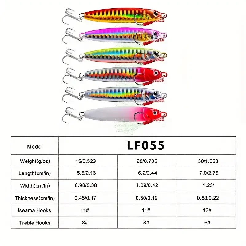 PROBEROS 5pcs Jigger Sea Fishing Metal Jigger Spoon 55/62/70mm 3D Bait Lead Fish Sea Bass Jigger Fishing Gear Accessories