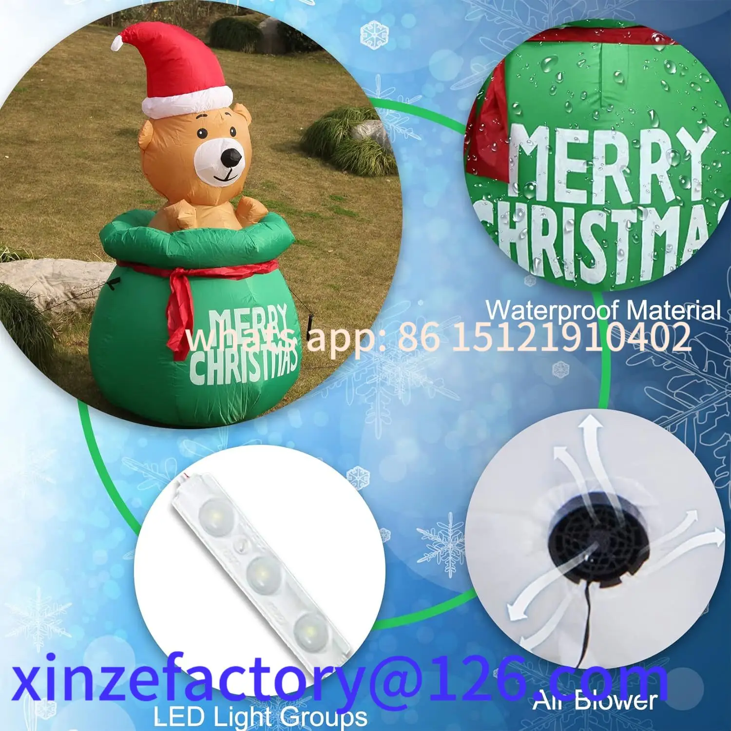 Aanpasbare kerstversiering Kerstluchtvorm Opblaasbare gloeiende cadeautas Puppy