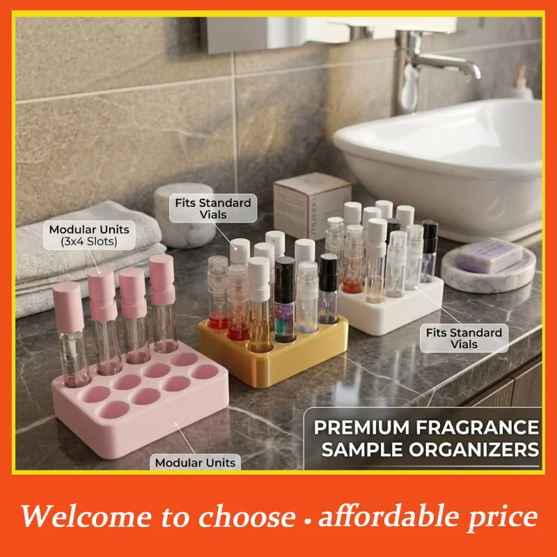 #Desktop Perfume Sample Storage Display Tray Compatible With Mini Sample Vials Cosmetic Organizer Rack