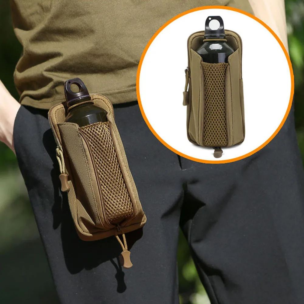 Tactical Waist Bag Water Bottle Carrier Outdoor Molle Pouch Bag Travel Hiking Water Bottle Holder Kettle Carrier Bag Phone Bag