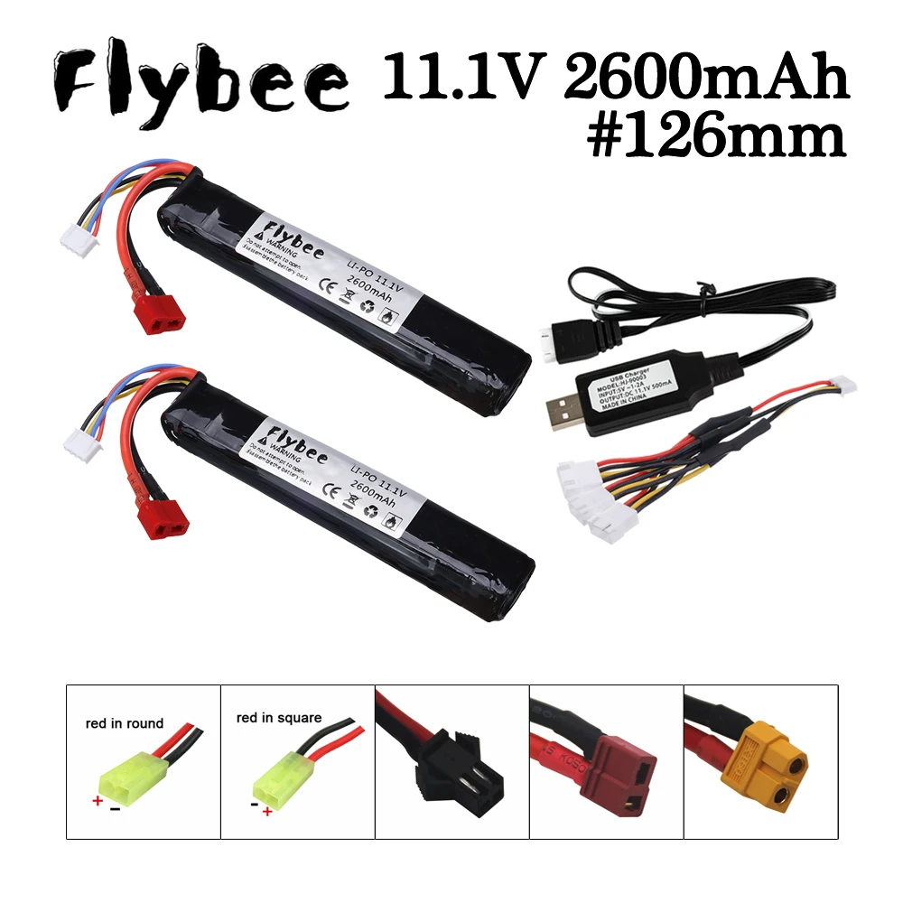 RC Water Gun Airsoft LiPo battery Charger Set 11.1V 3S 2600mAh 30C for Airsoft BB Air Pistol Electric Toys Guns Parts