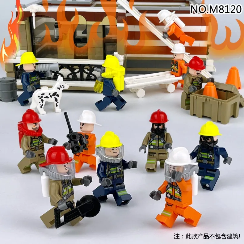 DIY-Bausteine, Figuren, Feuerwehr-Bausteine, Puppen, Spielzeug, Kinderspielzeug, Geburtstagsgeschenke, Zeichentrickfiguren – Detail 9