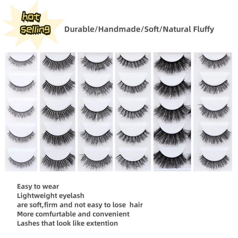 شريط قطني ذو شعر عميق خاص ومتين، شريط أسود متعدد الطبقات، نسيج متقاطع، رموش من المنك الصناعي #4