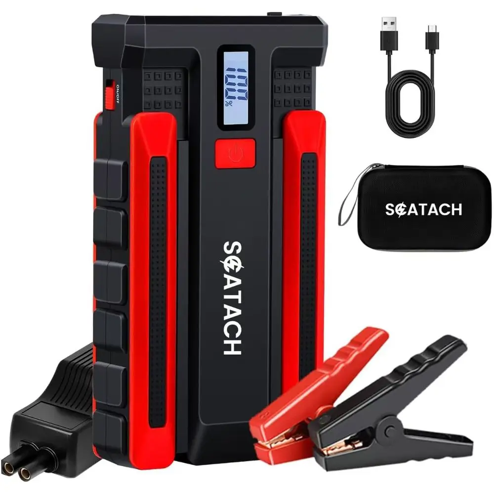

12V Portable Jump Starter Kit, 4000A Power for Gasoline and Diesel Engines, with LED Display and Light