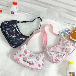 Kawaii Hello Kitty My mi benim melodi koltukaltı omuz çantaları Y2K moda Sanrio sevimli karikatür Messenger Tote çanta kadın kızlar