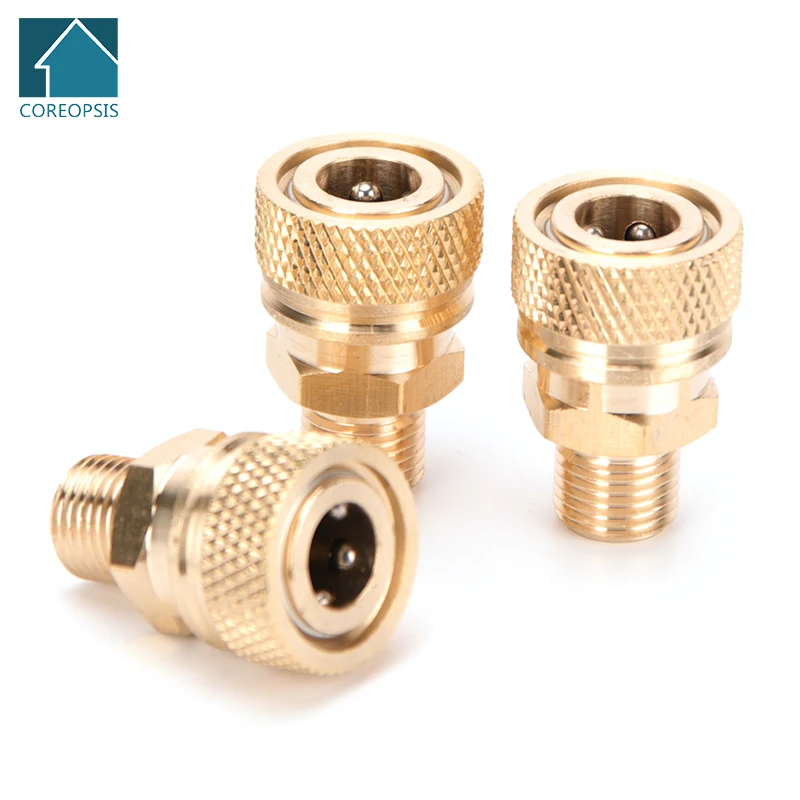 3pcs/set M10 Thread Quick Disconnect Release 8mm Air Refilling Adapter Coupler Sockets Copper Quick Connect Couplings Fittings