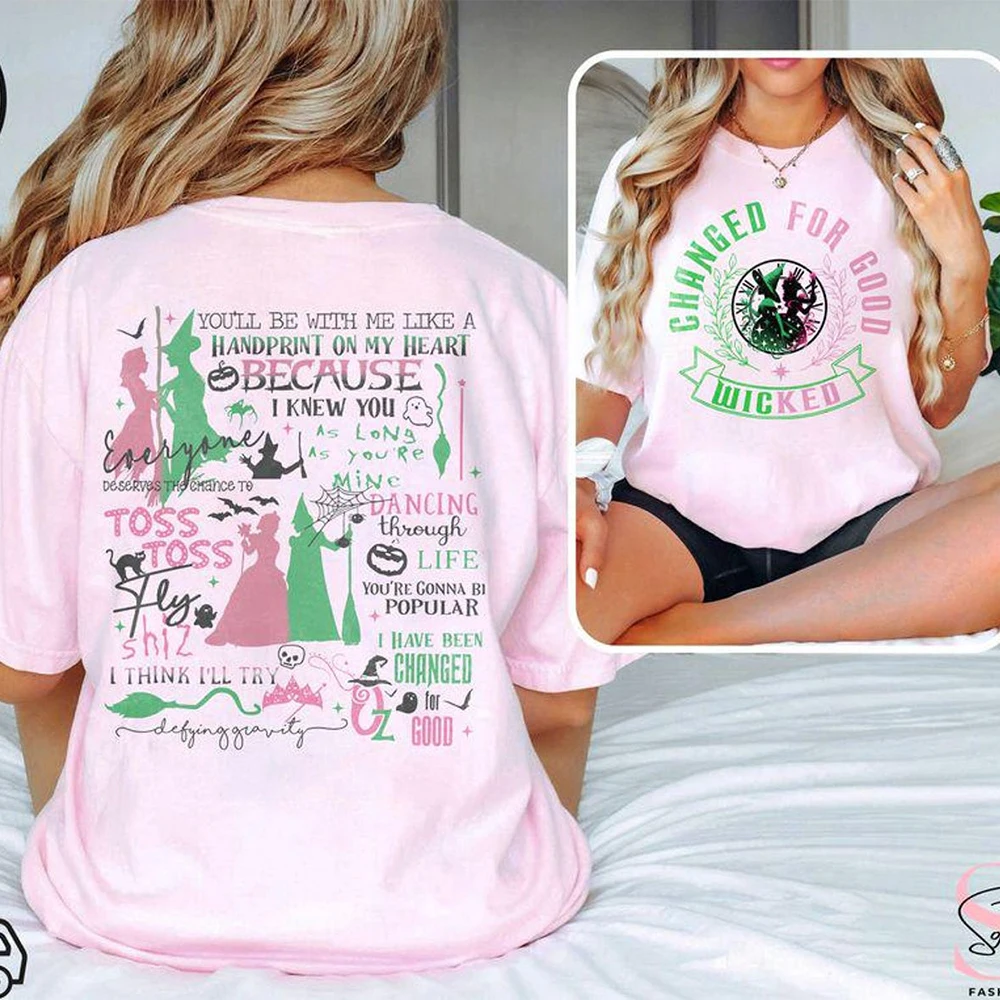 شريرة معًا نحن قمصان مريحة غير محدودة تتحدى الجاذبية المكنسة عصا سحرية تي شيرت معالج الفيلم مروحة تي شيرت Y2K ملابس الشارع الشهير #3