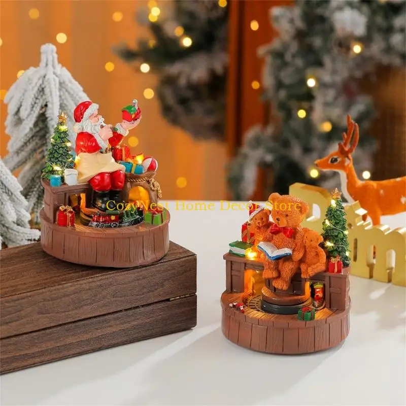 92MF Christmas Indoor Shelf Figure with Warm Internal Light and Motion for Entryway Desk and Side Table Display Home