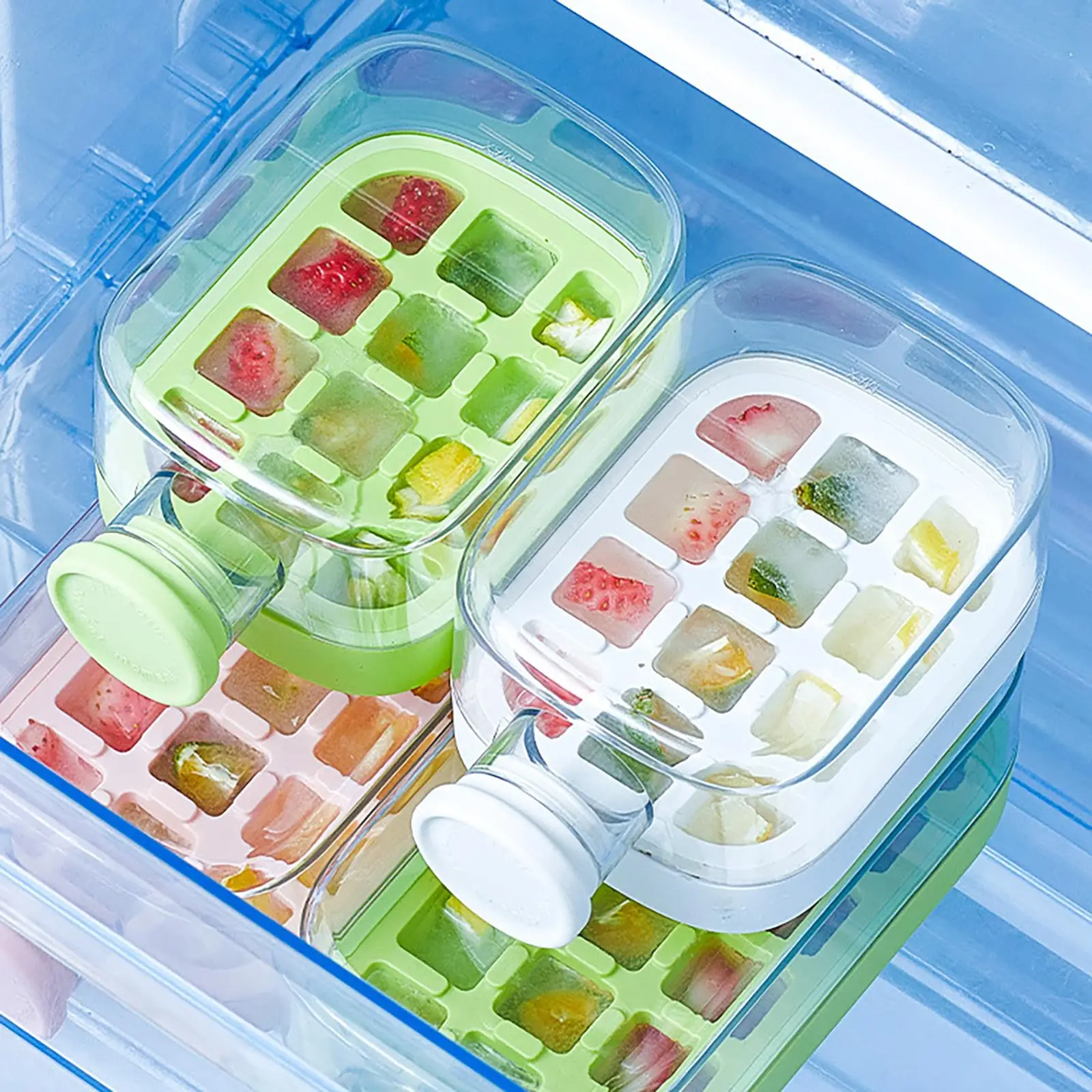 500Ml Portable Ice Cube Tray Bottle with Lid Silicone One-Click Easy Demould Ice Mold Bottle Cooler Cup No Touch Diy Juice Cup