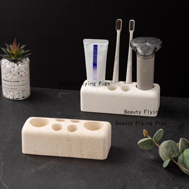 

1pc Sandstone Toothbrush Storage Rack, Household Toothbrush and Toothpaste Rack, Shaver/comb Holder, Bathroom Accessories