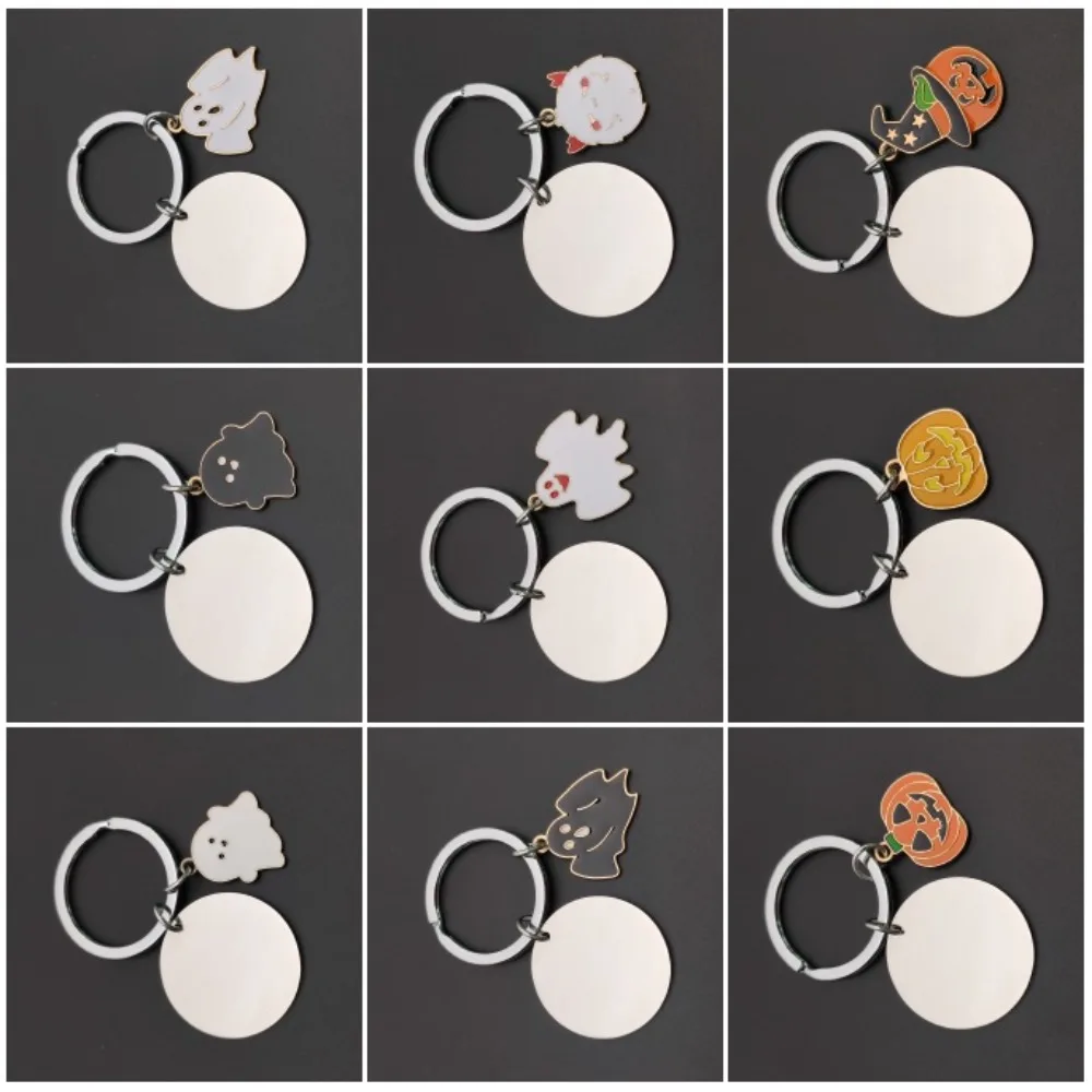 

Fashionable Cute Funny Pumpkin Ghost Circular Custom Keyring Metal Stainless Steel Keychain Pendant Small Gift Man Woman